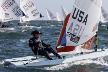 Charlotte Rose, Olympic hopefull, sailing an ILCA 6